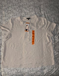 Hillary Radley Women's 2XL White Solid Short Sleeve Round Neck Button Top