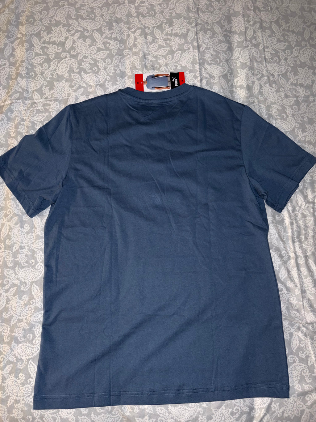 PUMA Men's Blue Crew Neck Short Sleeve Logo Cotton Knit T-Shirt Size M